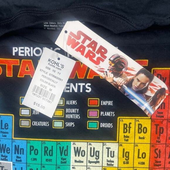 Star Wars Fifth Sun Men's Medium Black Periodic Table of Elements T- Shirt - Picture 4 of 7
